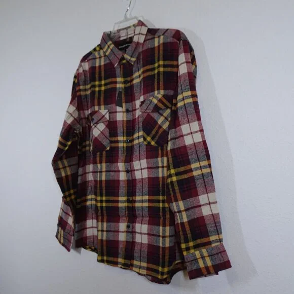 Molokai Surf Co Flannel Shirt Men's Size M Red Plaid Long Sleeve Outdoor - Picture 4 of 8